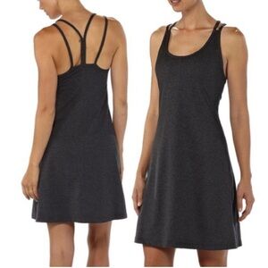 Patagonia Latticeback Dress Strappy Back Athletic Fit & Flare Ink Black Gray, L